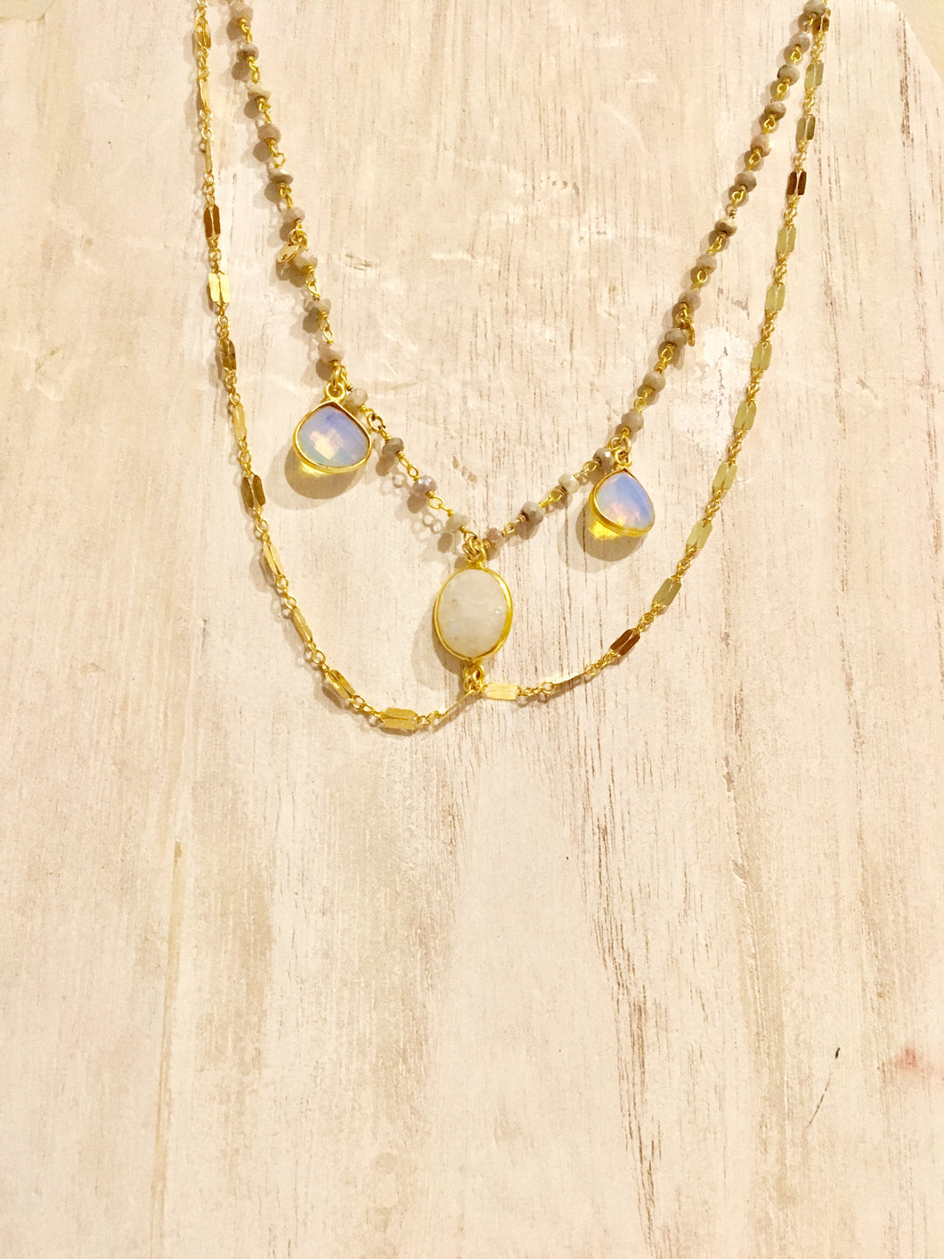 Opal Moon Stone Choker Necklace